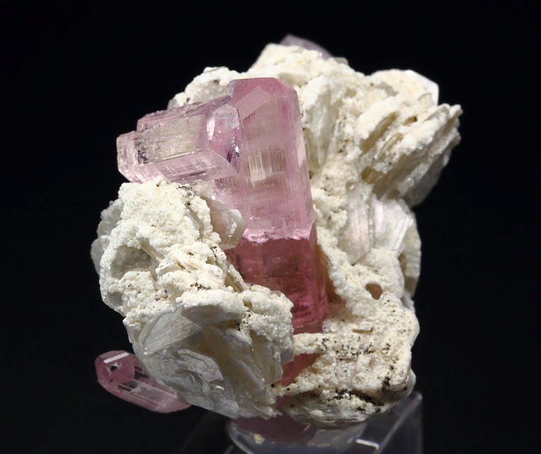 pink gem TOURMALINE var. ELBAITE, MUSCOVITE