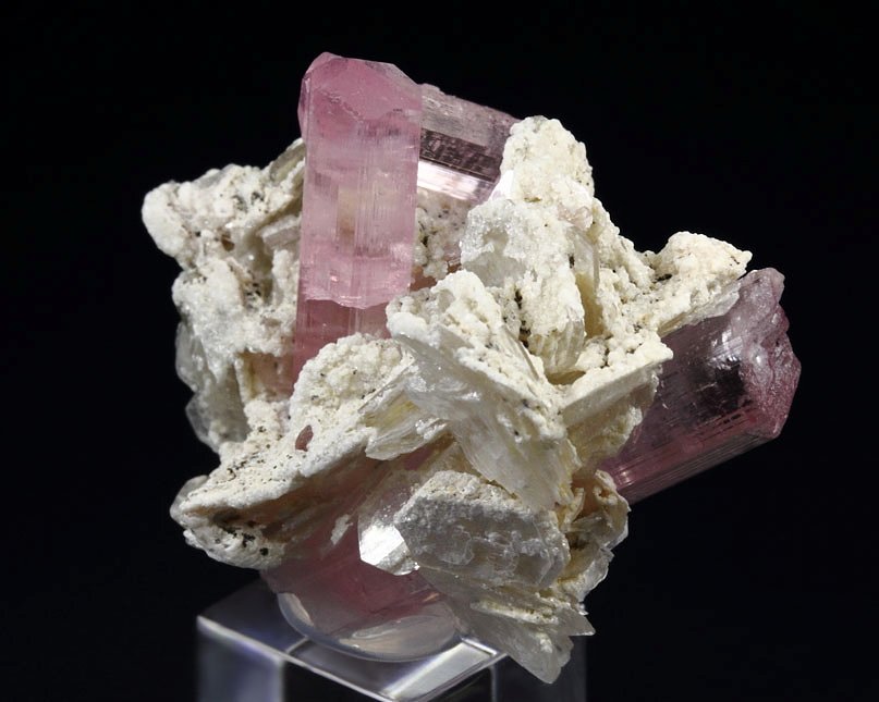 pink gem TOURMALINE var. ELBAITE, MUSCOVITE