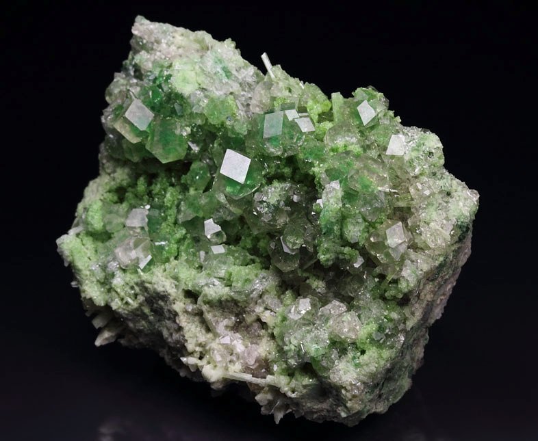 gem GARNET var. GROSSULAR with GREEN CHROMIAN PHANTOMS, DIOPSIDE