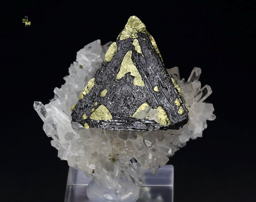 SPHALERITE octahedron, CHALCOPYRITE, QUARTZ