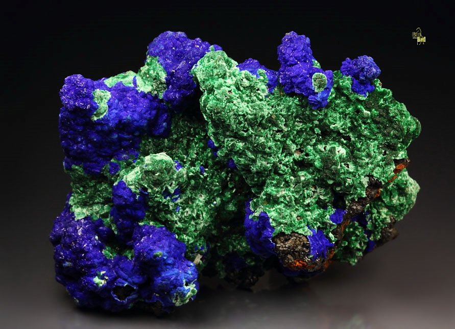 AZURITE, MALACHITE pseudomorph