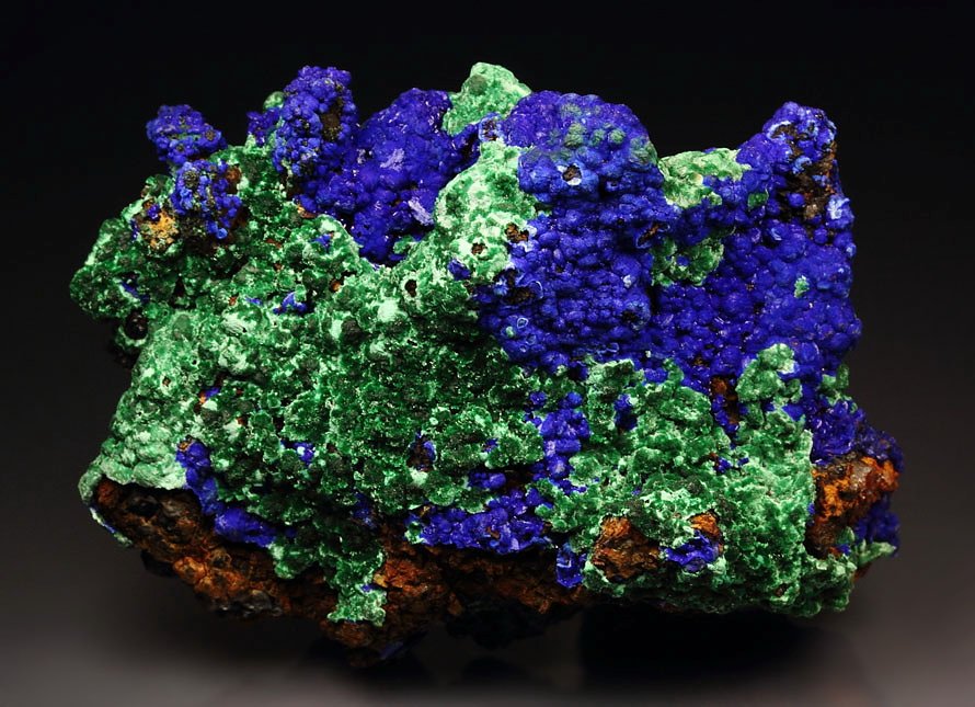 AZURITE, MALACHITE pseudomorph