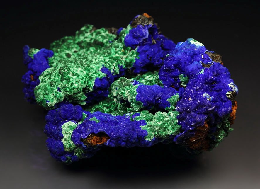 AZURITE, MALACHITE pseudomorph