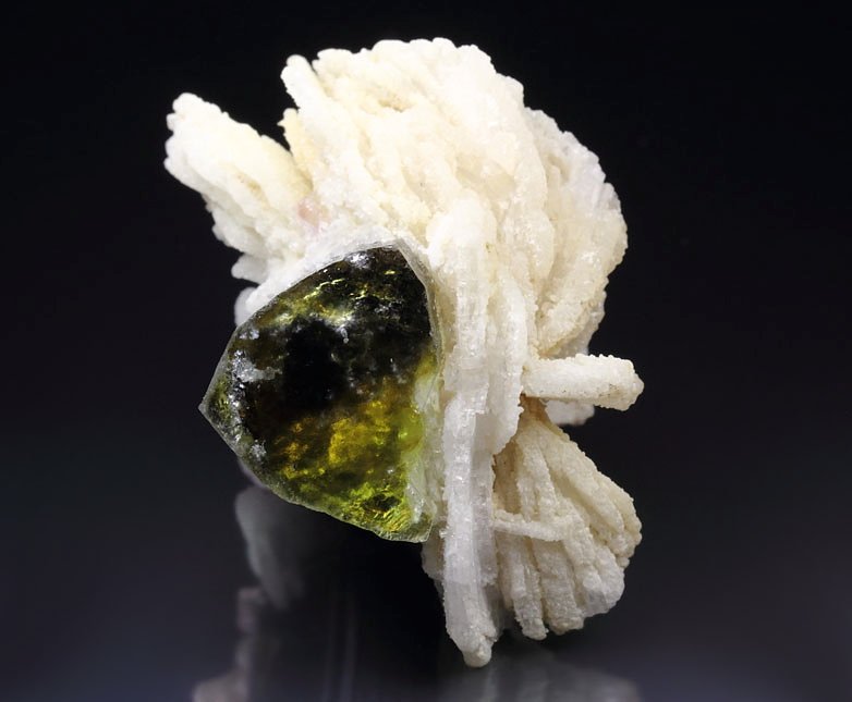 gem bi-terminated TOURMALINE var. ELBAITE multicolor, ALBITE 