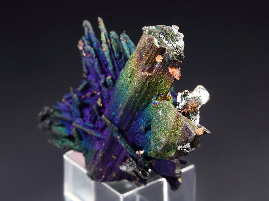 CHALCOCITE, DJURLEITE, iridescent CHALCOPYRITE