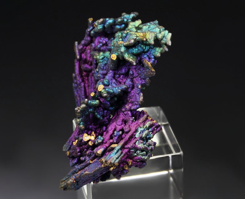 CHALCOCITE, DJURLEITE, iridescent CHALCOPYRITE