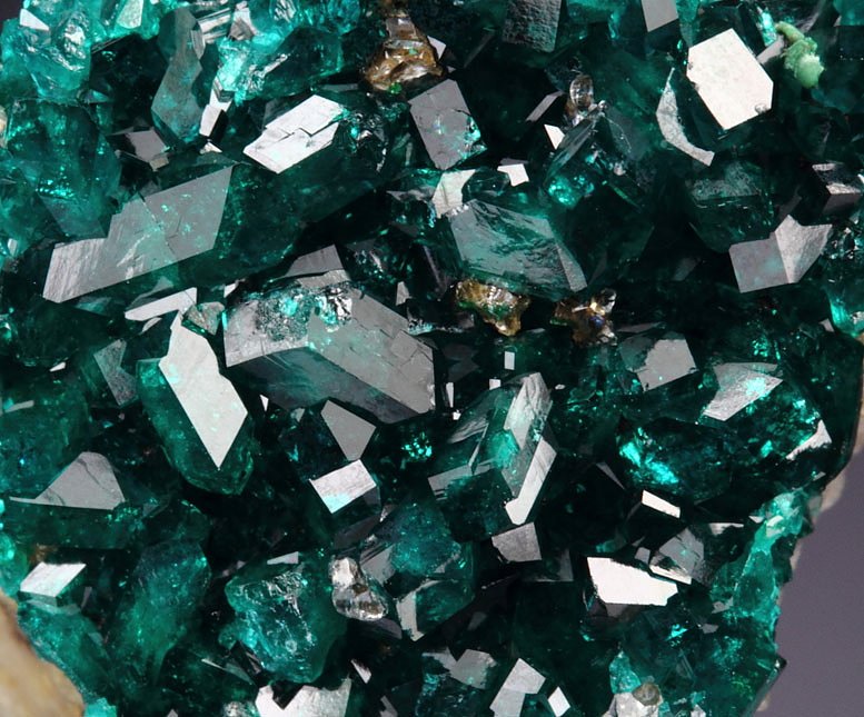 gem DIOPTASE, CALCITE