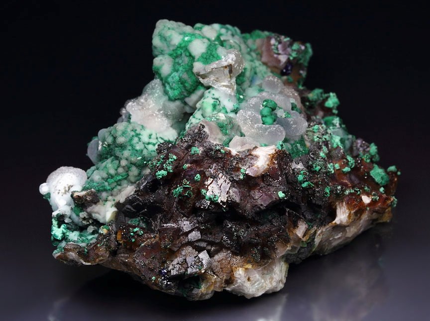 SMITHSONITE, MALACHITE, DOLOMITE, AZURITE, CHALCOPYRITE