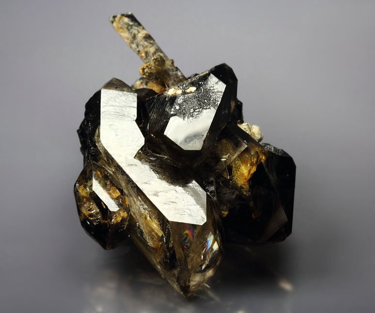 QUARTZ var. SMOKY, ALBITE