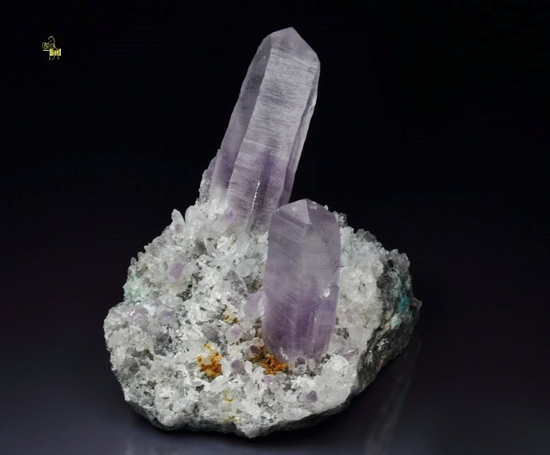 QUARTZ var. AMETHYST, CHALCANTHITE