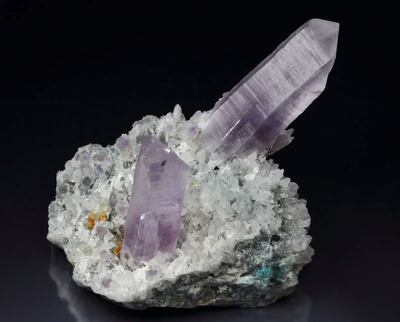 QUARTZ var. AMETHYST, CHALCANTHITE