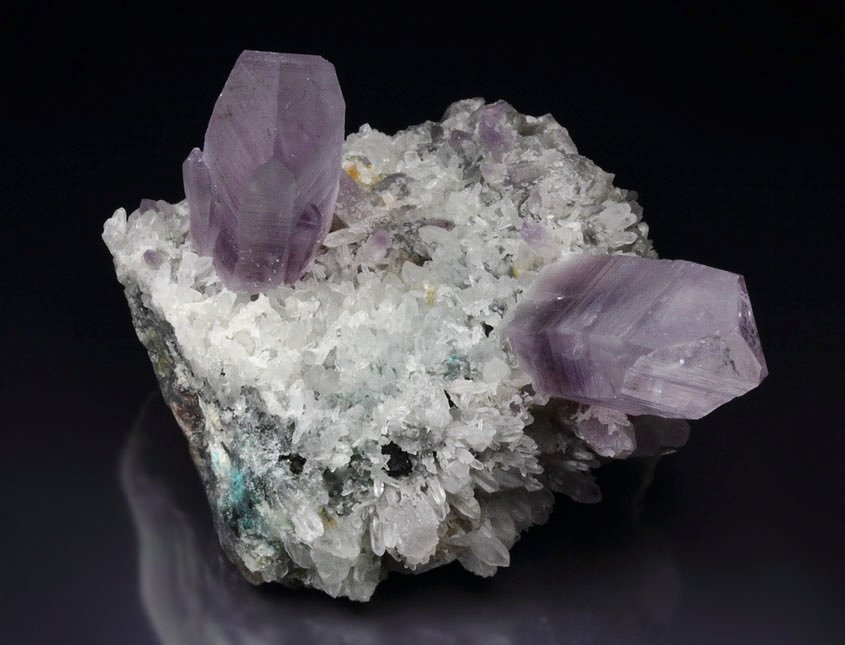 QUARTZ var. AMETHYST, CHALCANTHITE