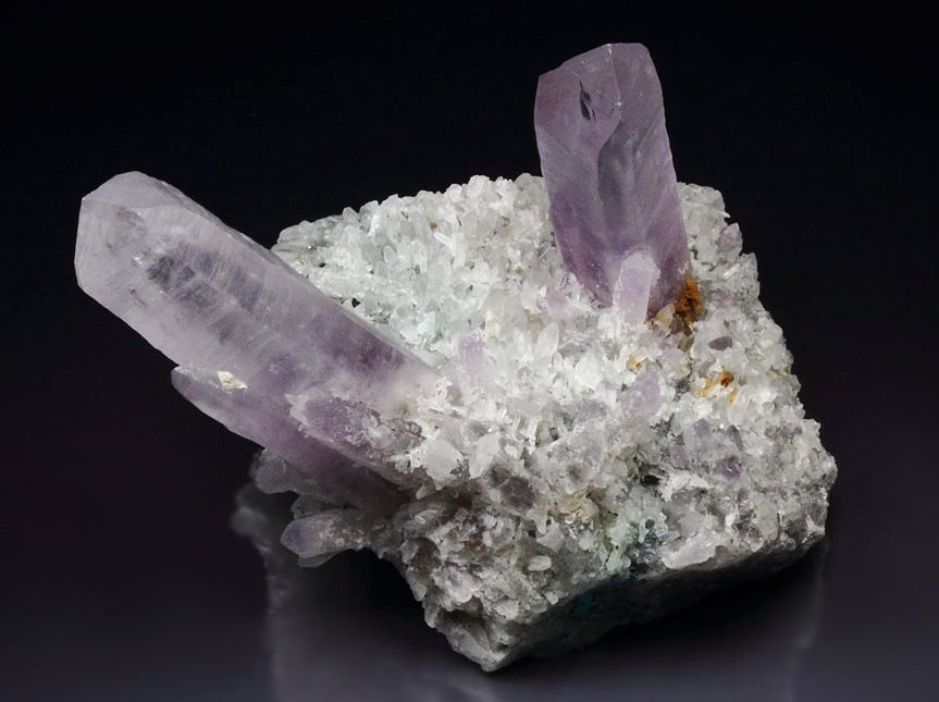 QUARTZ var. AMETHYST, CHALCANTHITE