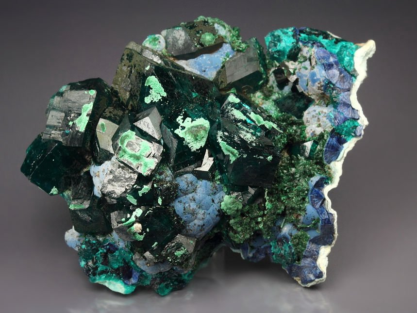 DIOPTASE, SHATTUCKITE, MALACHITE