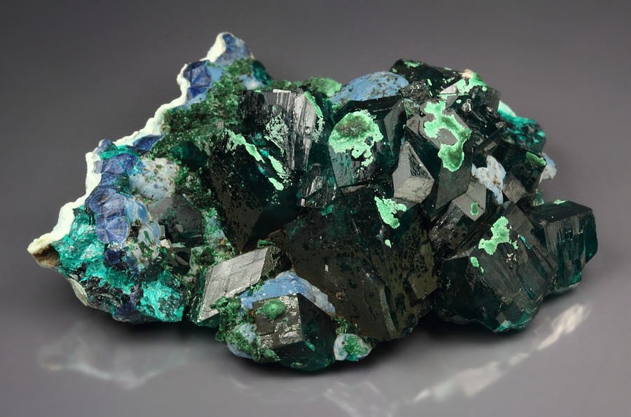 DIOPTASE, SHATTUCKITE, MALACHITE