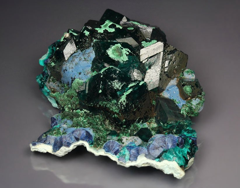 DIOPTASE, SHATTUCKITE, MALACHITE