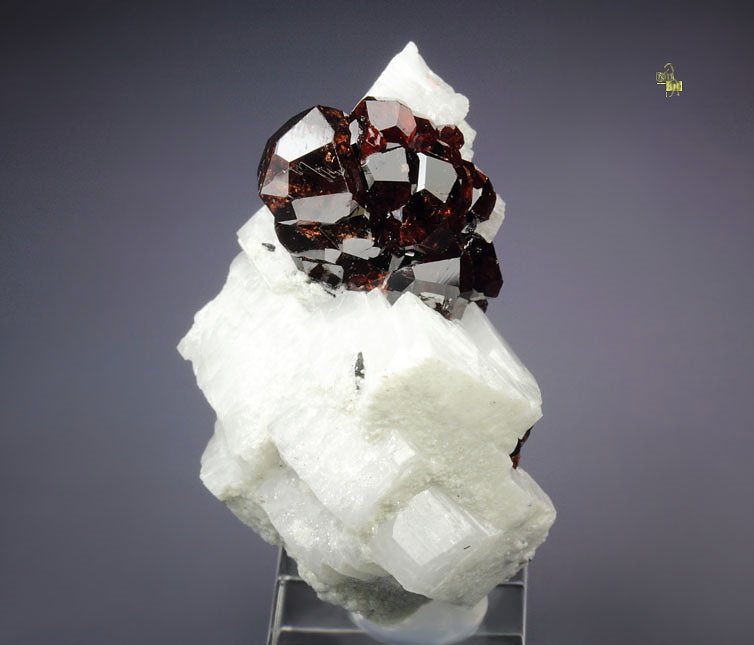 gem GARNET var. SPESSARTINE, ALBITE