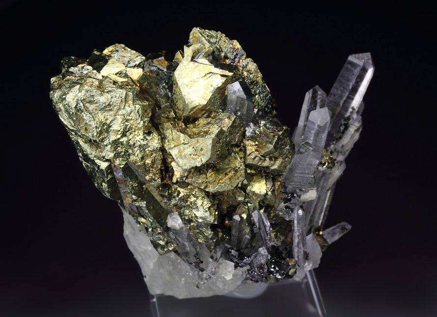 iridescent CHALCOPYRITE, QUARTZ