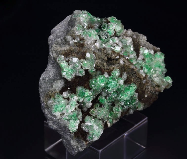 gem GARNET var. GROSSULAR with GREEN CHROMIAN PHANTOMS, CLINOCHLORE