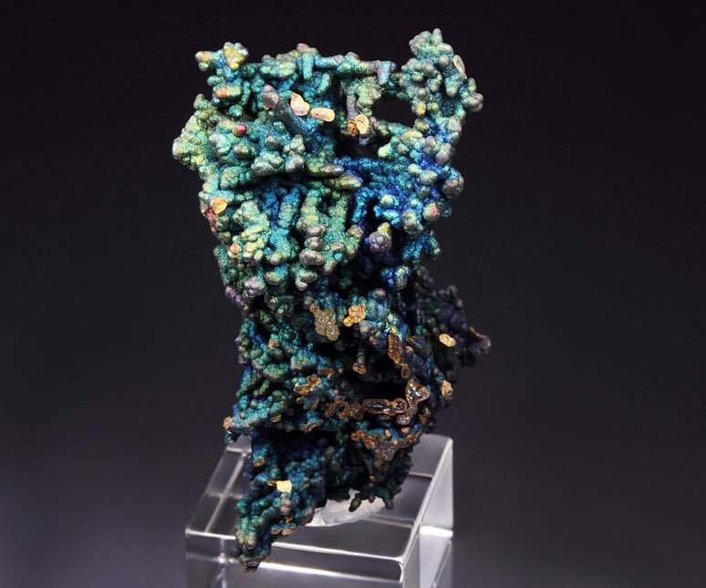 CHALCOCITE, DJURLEITE, iridescent CHALCOPYRITE