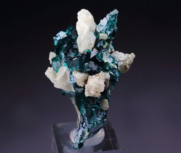 gem DIOPTASE, SHATTUCKITE, CALCITE