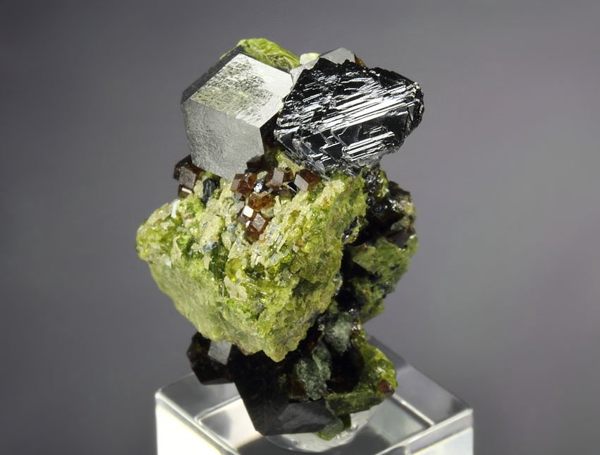 MAGNETITE, gemmy  GARNET var. ANDRADITE, EPIDOTE