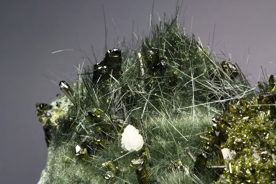 AMPHIBOLE GROUP var. BYSSOLITE, EPIDOTE, ALBITE