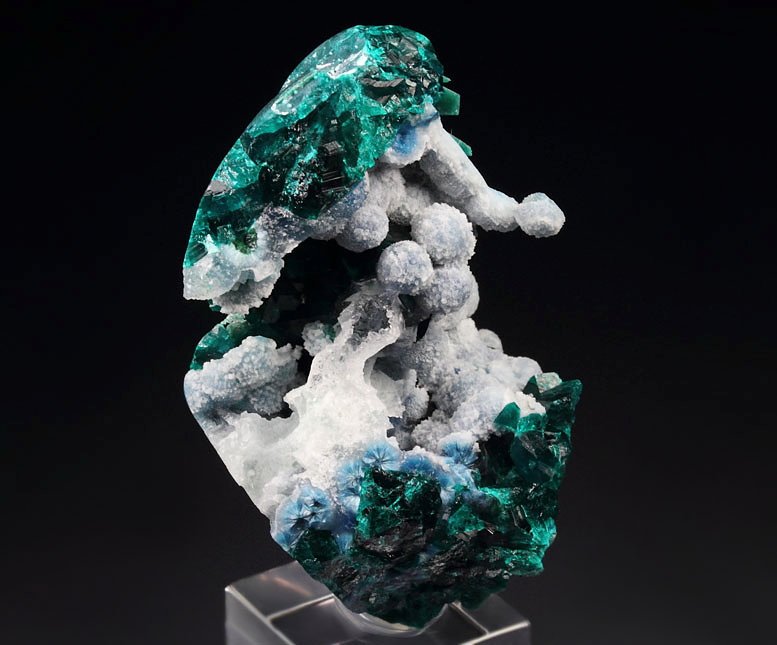 SHATTUCKITE, DIOPTASE, CALCITE