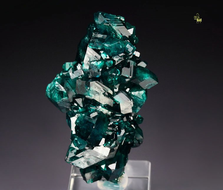 gem DIOPTASE, CALCITE