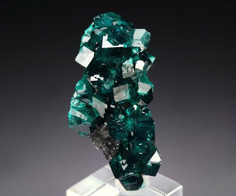 gem DIOPTASE, CALCITE