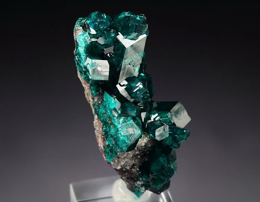 gem DIOPTASE, CALCITE