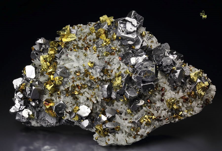 CHALCOPYRITE, skeletal GALENA, QUARTZ