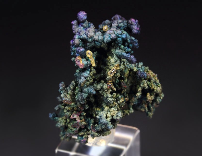 CHALCOCITE, DJURLEITE, iridescent CHALCOPYRITE