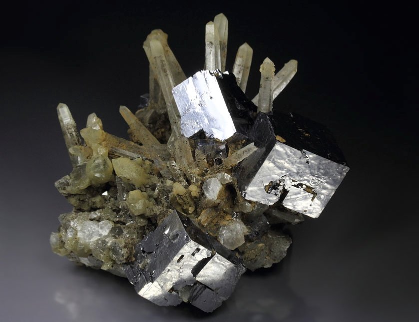 GALENA, scepter QUARTZ, CHALCOPYRITE