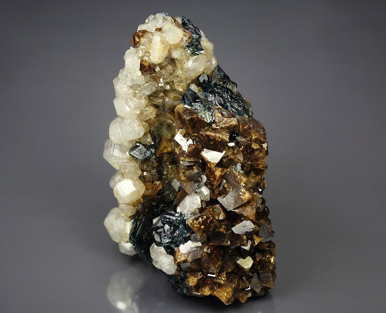 gem FLUORAPATITE, gemmy LAZULITE, gemmy SIDERITE, QUARTZ