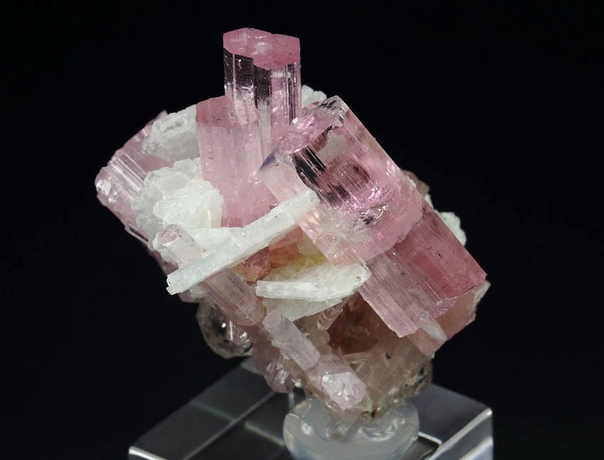 pink gem TOURMALINE var. ELBAITE, ALBITE