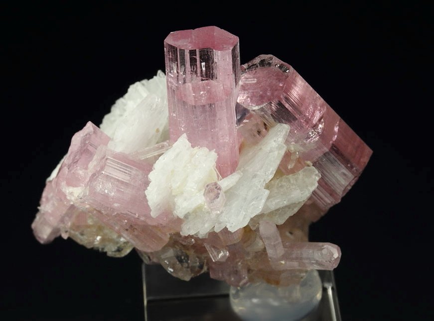 pink gem TOURMALINE var. ELBAITE, ALBITE