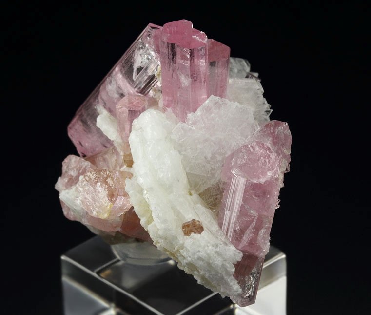 pink gem TOURMALINE var. ELBAITE, ALBITE