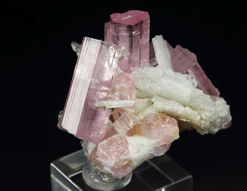 pink gem TOURMALINE var. ELBAITE, ALBITE