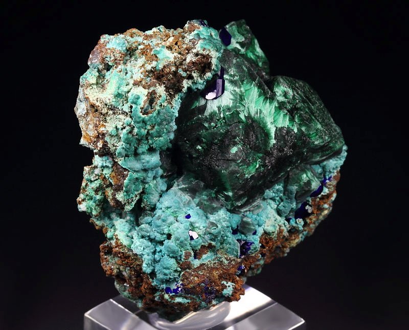 MALACHITE PSEUDOMORPH after CUPRITE, AZURITE