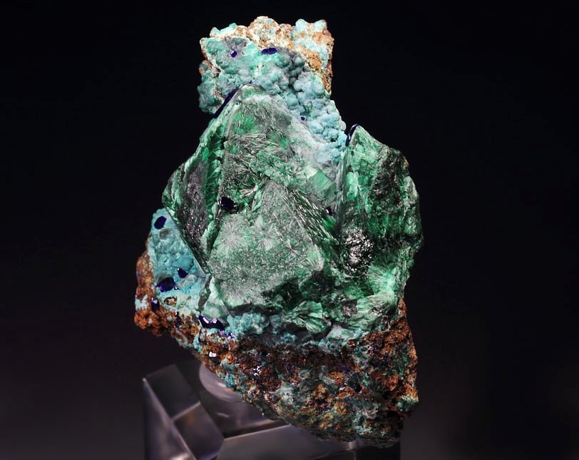 MALACHITE PSEUDOMORPH after CUPRITE, AZURITE