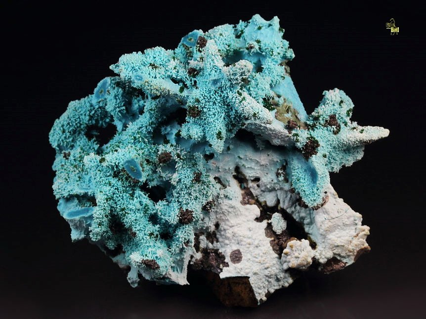 new find - AJOITE pseudomorph after AZURITE, after MALACHITE