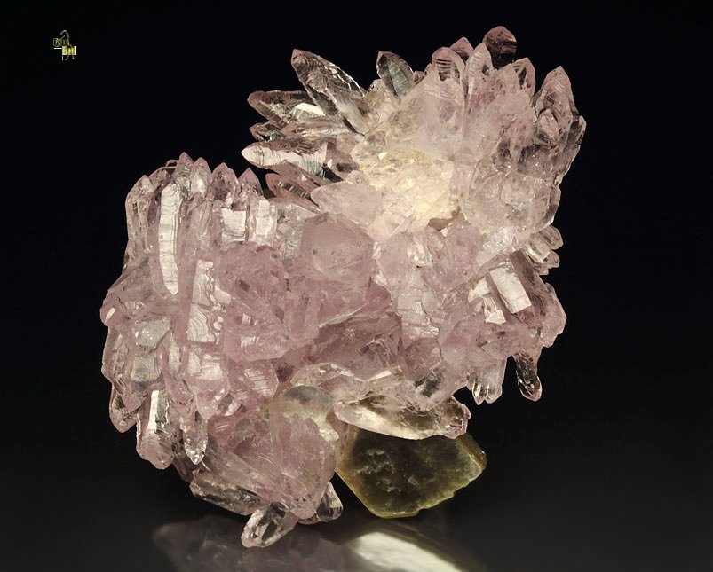 bi-terminated QUARTZ var. ROSE QUARTZ, MUSCOVITE - floater