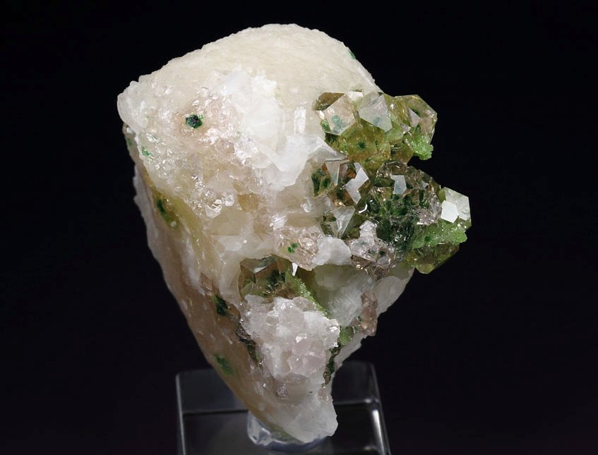 gem GARNET var. GROSSULAR with GREEN CHROMIAN PHANTOMS, PREHNITE