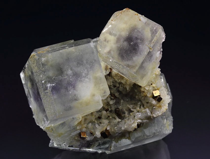 FLUORITE with PHANTOMS and PYRITE inclusions