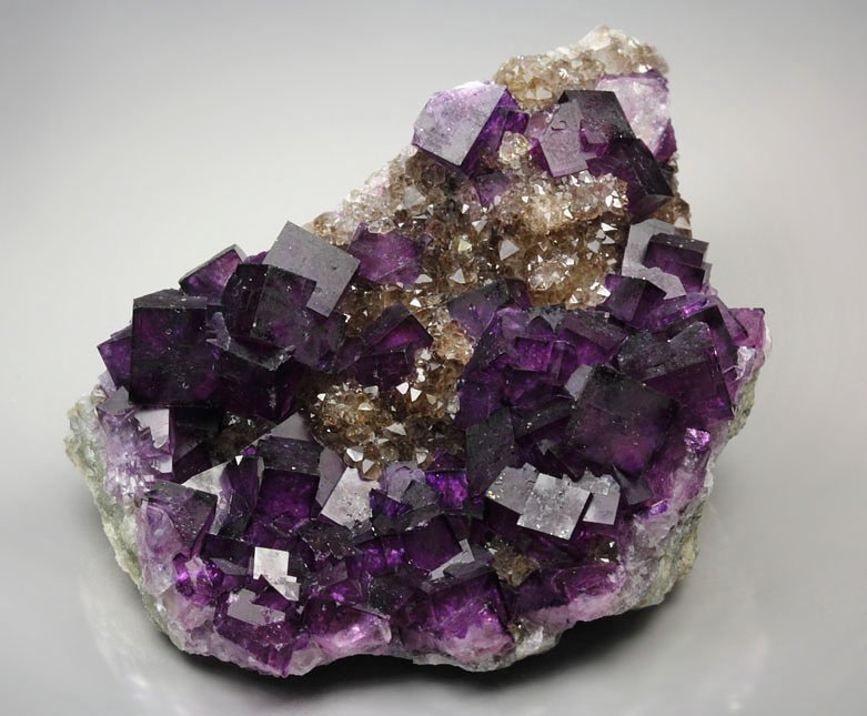 FLUORITE, QUARTZ var. SMOKY