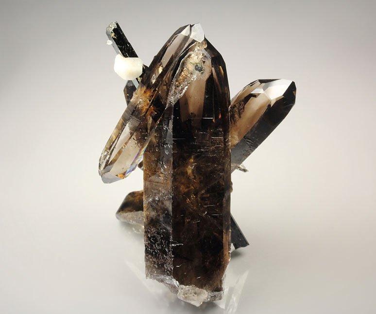 bi-terminated QUARTZ var. SMOKY with EPIDIDYMITE inclusions, AEGIRINE, MICROCLINE