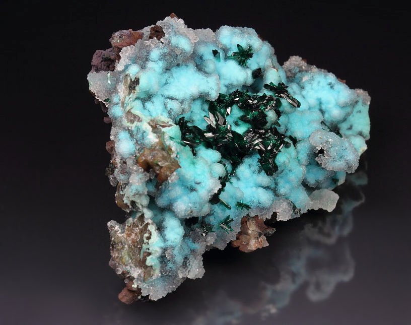 BROCHANTITE, CHRYSOCOLLA, QUARTZ