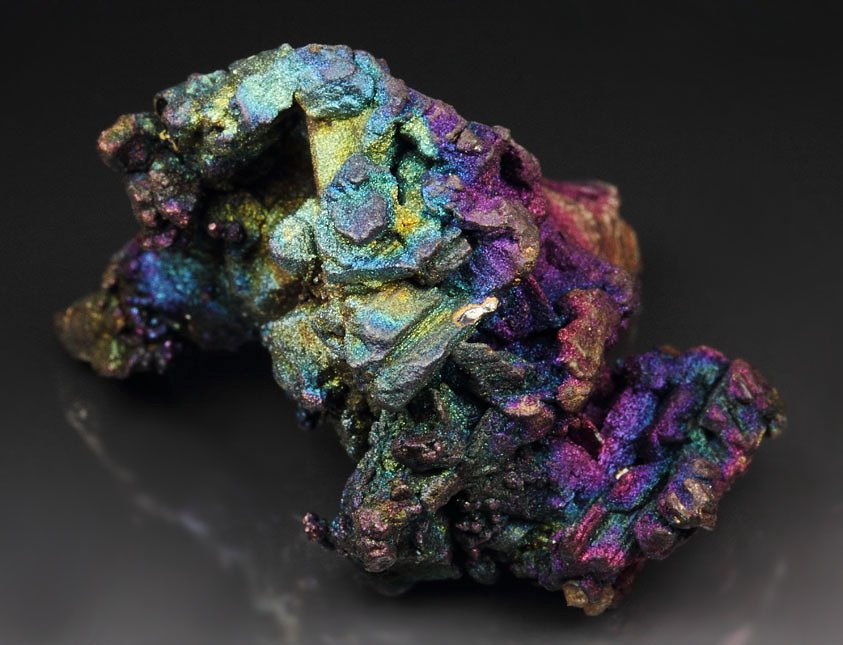 CHALCOCITE, DJURLEITE, iridescent CHALCOPYRITE - floater