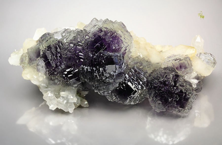 FLUORITE with PHANTOMS, CALCITE, QUARTZ, PYRITE